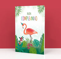 Biglietto Auguri CLASSIC - FLAMINGO IN THE JUNGLE