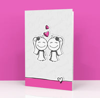 Biglietto Auguri CLASSIC - WEDDING CARTOON Mrs&Mrs WOMEN